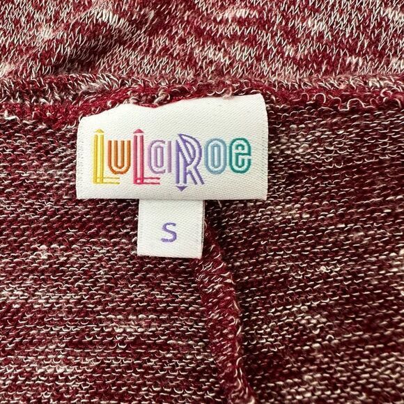 Lularoe Women's Size S High Low Open Front Cardigan Sweater Heathered Red Maroon - Picture 3 of 9